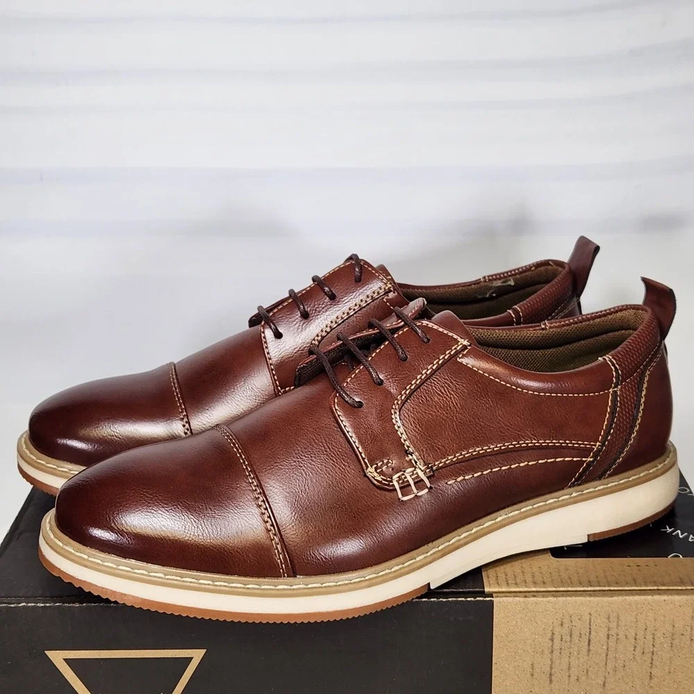 Vance Co Jedd Derby Shoes Men Size 11 Brown Cap Toe Comfort Foam Casual Dress